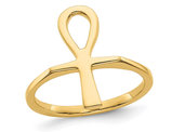 14K Yellow Gold Polished Ankh Egyptian Cross Ring
